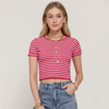 Striped Short Sleeve Ribbed Top