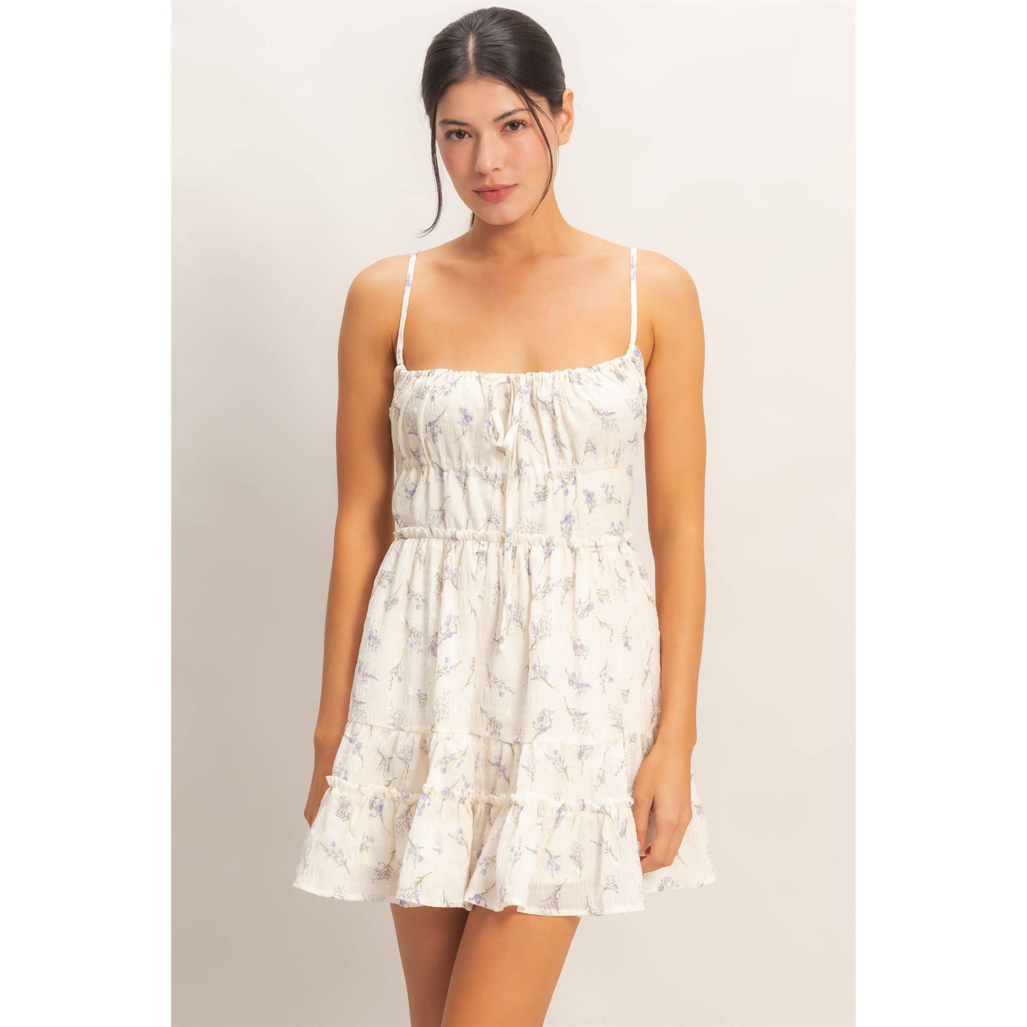 Floral Strapless Tiered Dress