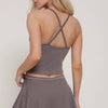 X-Back Cami Top & Flared Mini Skort Seamless Knit Set
