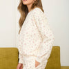 FLORAL PRINT CREW NECK LONG SLEEVE KNIT TOP