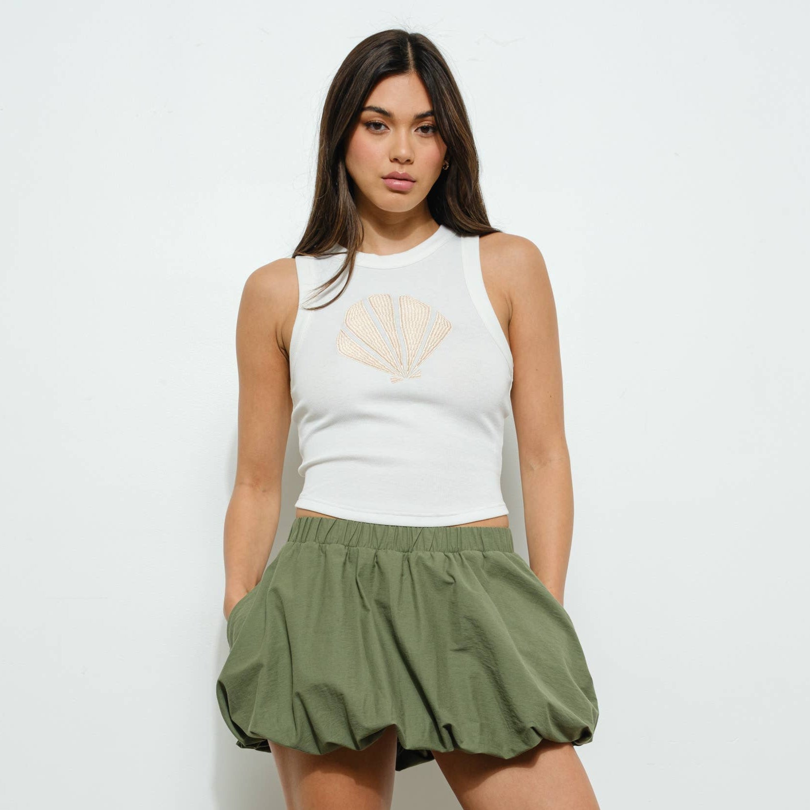 Shell Embroidery Tank