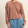 Mineral Washed Waffle Long Sleeve Top