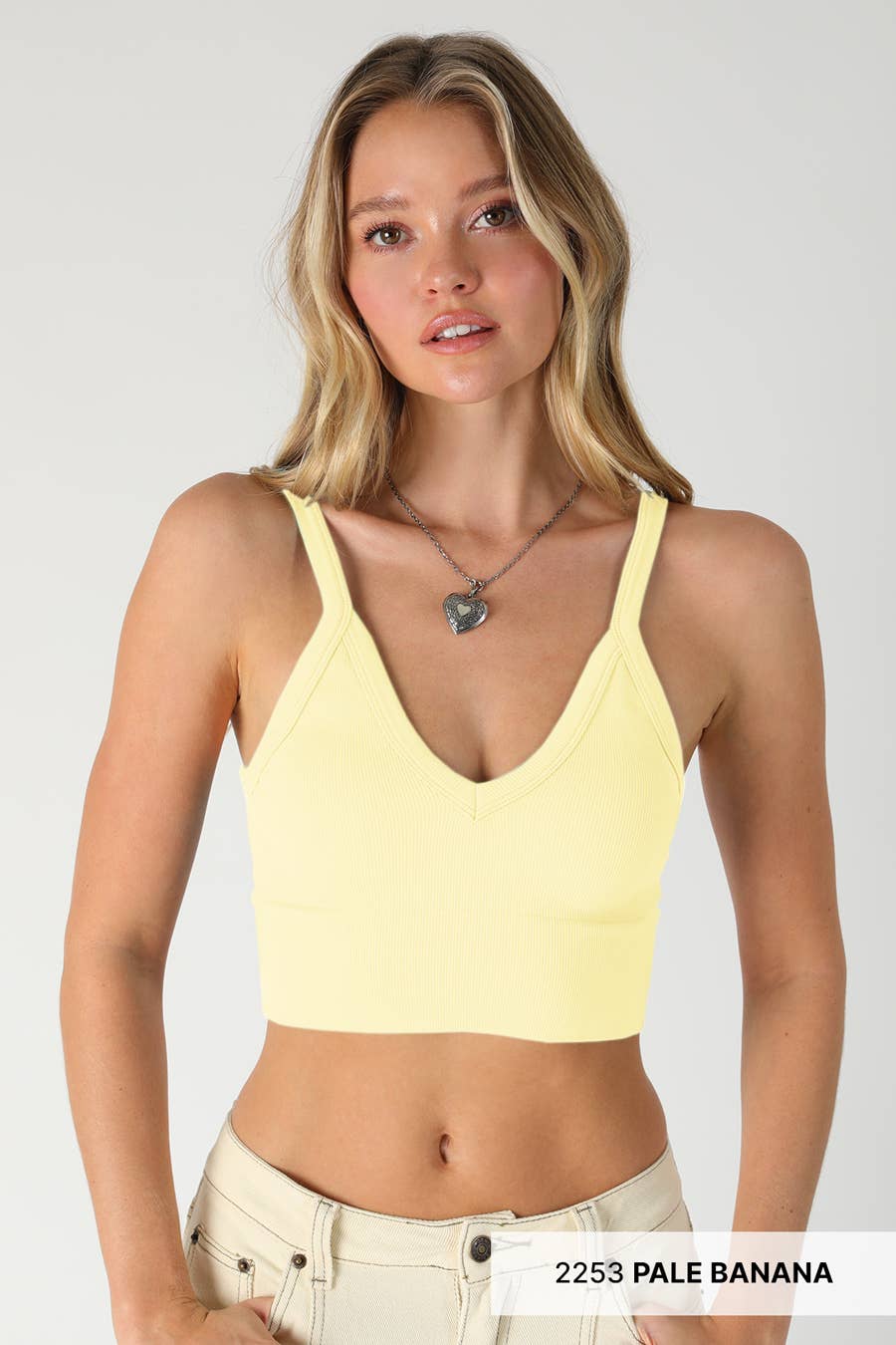 Ribbed V-Neck Bra Top
