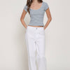 Cap Sleeve Sweetheart Neck Stripe Texture Knit Top