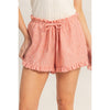 Ruffle Trim Drawstring Shorts