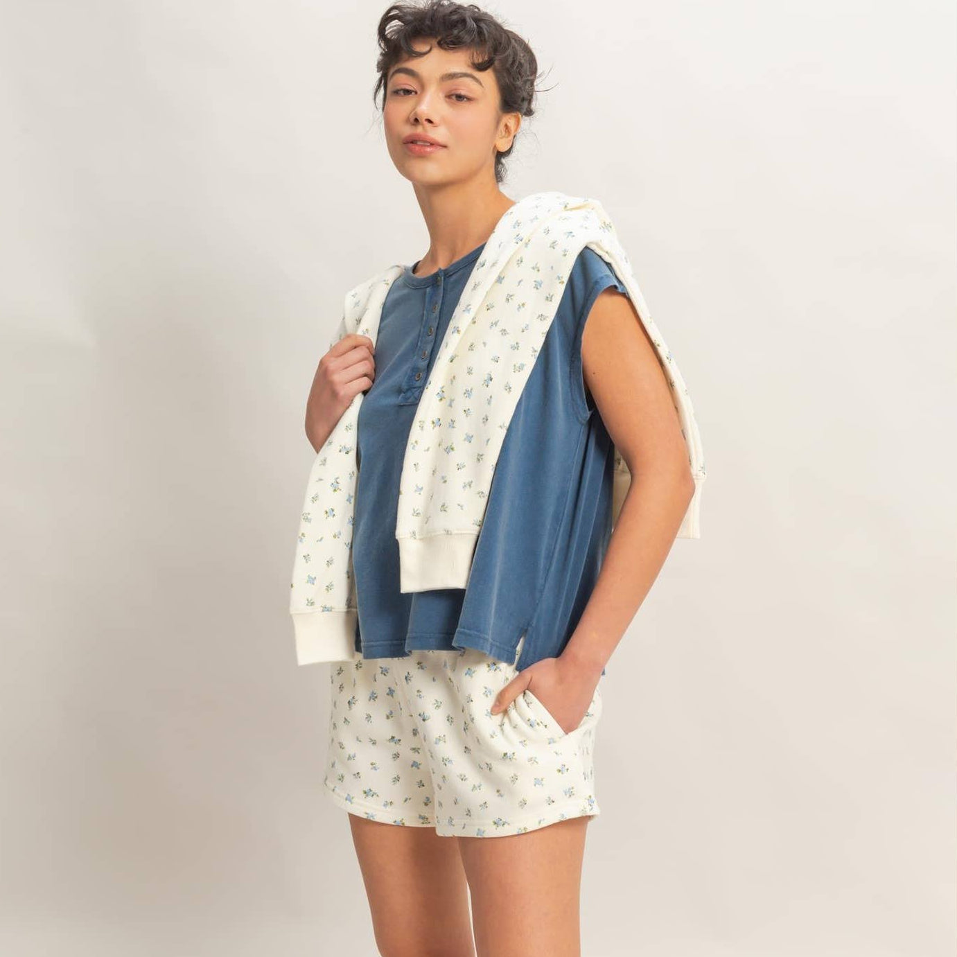 Ditsy Floral French Terry Shorts