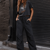 WOMEN'S ELASTIC WAIST FRONT POCKETS ADJUSTABLE LEGS PANTS