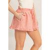 Ruffle Trim Drawstring Shorts