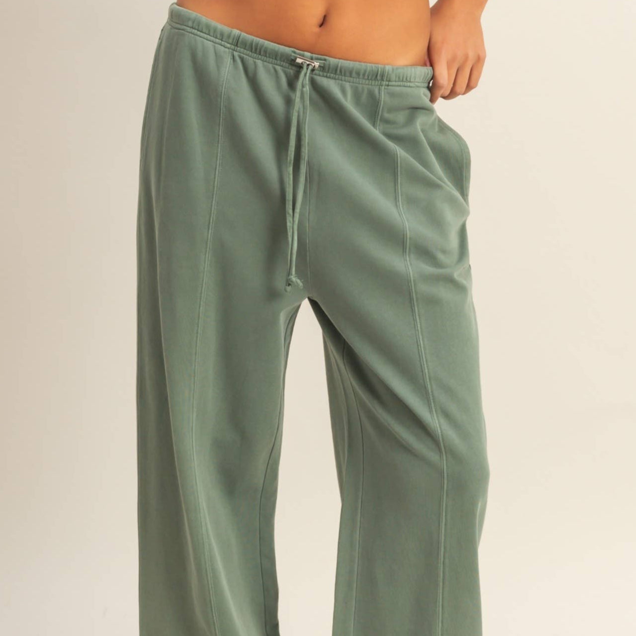 Basics High-Waisted Straight-Cut Drawstring Pants