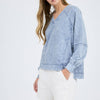 Washed V-Neck with Exposed Seam Knit Top