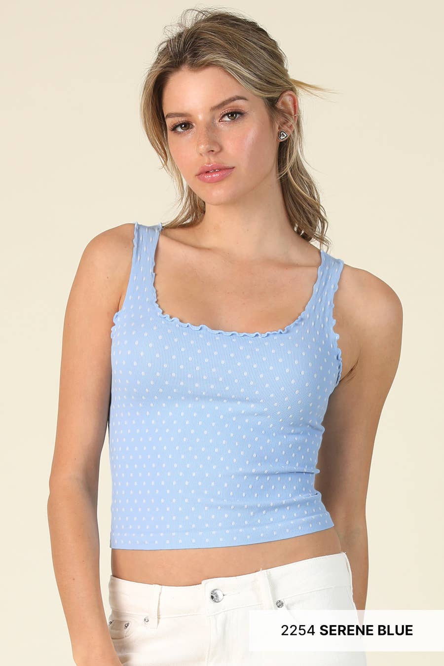 Polka Dot Edge Crop Top