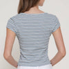 Cap Sleeve Sweetheart Neck Stripe Texture Knit Top