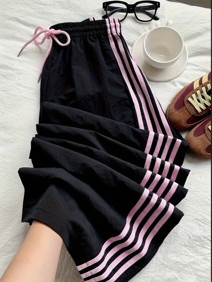 Striped Wide Leg Track Pants